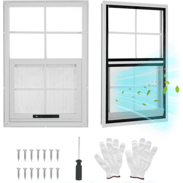 2 Pack Shed Windows Flush Mount Window with Tempered Glass and Fiberglass Screen Small Sliding Windows for Shed, Chicken Coop, Playhouse,Household,Garage