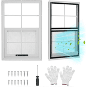 2 Pack Shed Windows Flush Mount Window with Tempered Glass and Fiberglass Screen Small Sliding Windows for Shed, Chicken Coop, Playhouse,Household,Garage