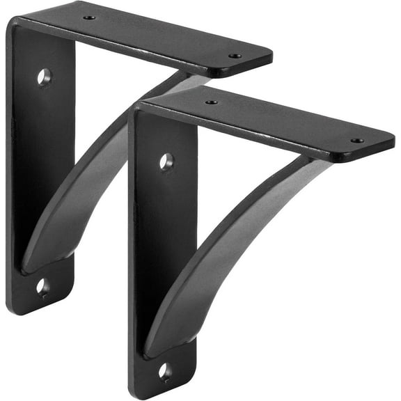 2 Pack Shelf Brackets Heavy Duty Floating Shelf Bracket 7x6x2", 450 lbs Load Garage Workshop Home, Steel Shelf Brackets Hand Welded Triangle Shelf Support Holder Wall Matte Black DIY Rustic