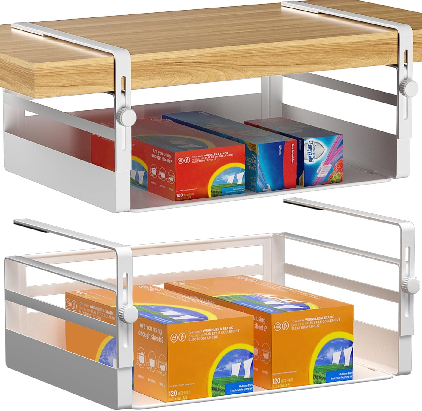 2 Pack Under Shelf Storage Basket Organizer,Adjustable Hanging Under ...