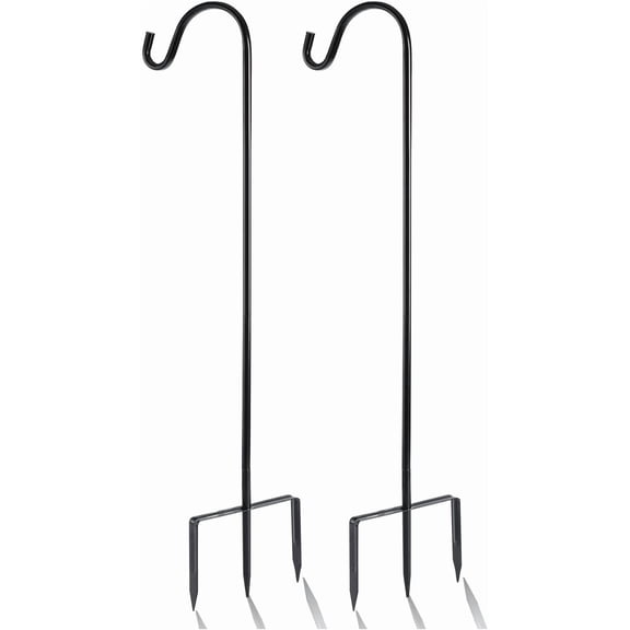 2 Pack Shepherd Hook, Black, 31 Inch, Adjustable Height, 1/2" Thick