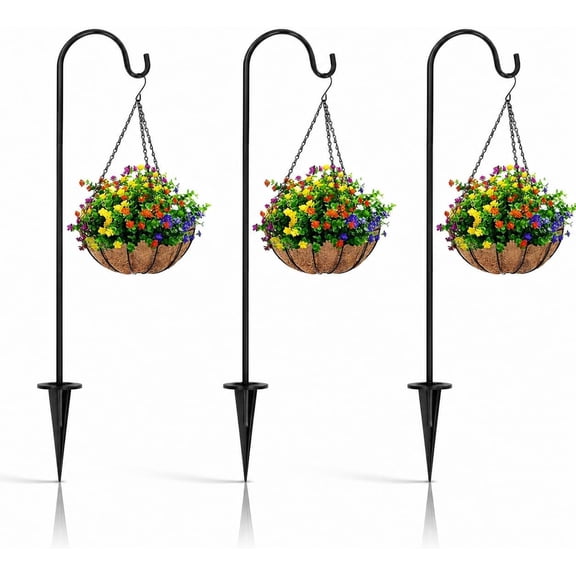2 Pack Shepherds Hooks for Outdoor, 27.5 Inch Iron Garden Hook for Bird Feeder, Solar Lights, Lanterns, Wind Chimes, Hanging Plants, Pathway and Wedding Decor, Yard Lawn Stake Patio Decor