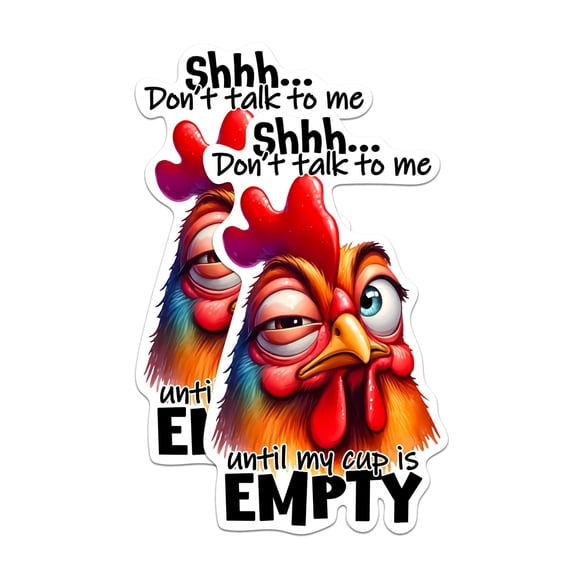 (2 Pack) Shh... Don't Talk to Me Until My Cup is Empty Stickers - Coffee Lover Sticker - 5 Inches On Longest Side - Premium Vinyl - for Cars, Trucks, Skateboards, Laptops - Made in USA - BMCS1047
