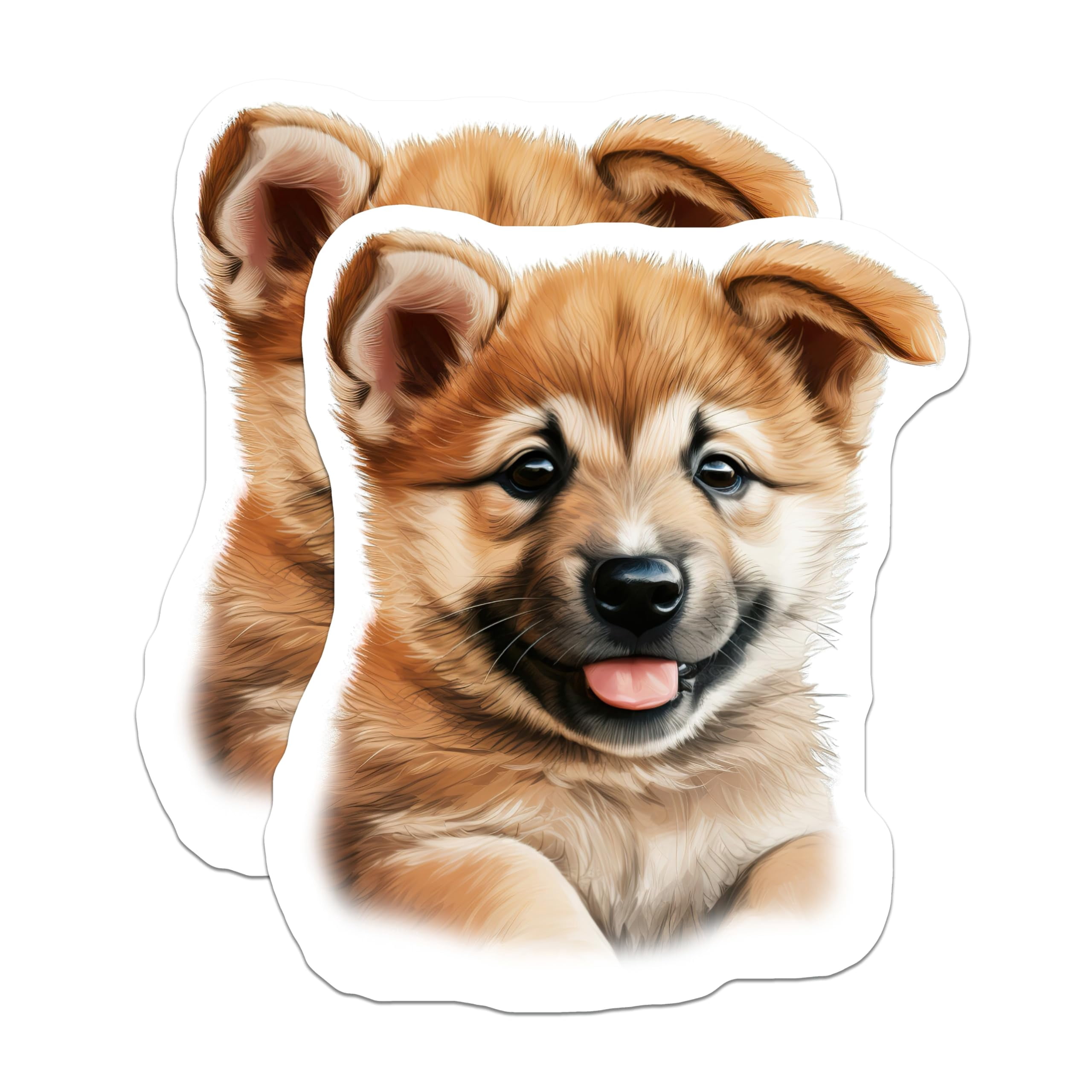 (2 Pack) Shiba Inu Puppy Stickers - Cute Dog Face - Pet Lover Decals ...