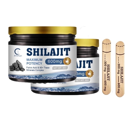 (2 Pack)Shilajit Resin Supplement For Men&Women - Pure Himalayan Maximum Potency Natural Organic Shilajit Resin, for Energy, Immune Support, 600mg