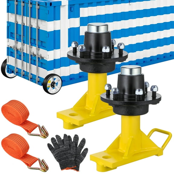 2 Pack Shipping Container Wheels 6-Lug Wheels Kit, Shipping Container Axles with Ratchet Tie Down Accessories