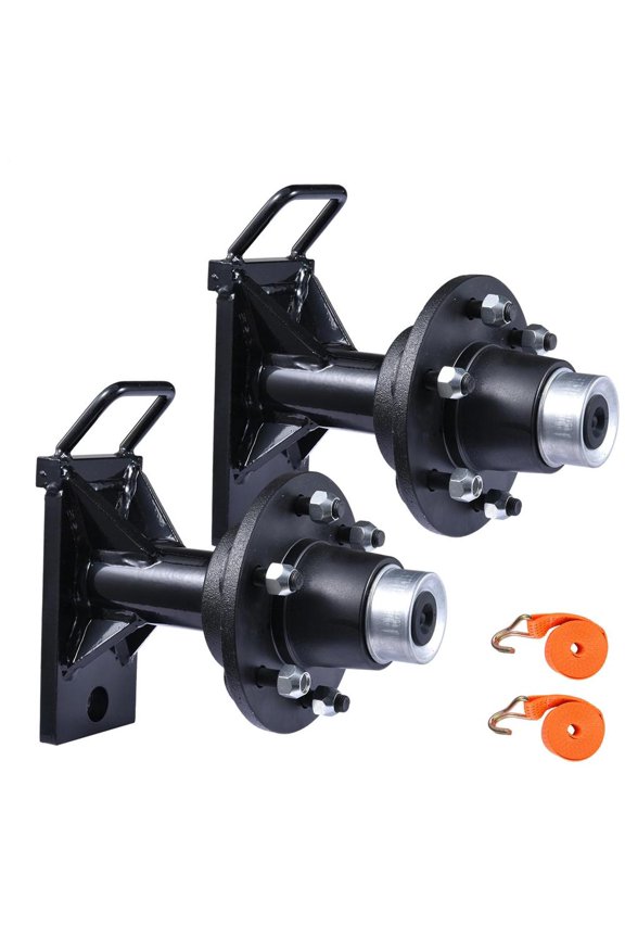 2 Pack Shipping Container Wheels 6x5.5 Lug Heavy-Duty Shipping Container Axles Kit with Ratchet Strap, 9000LB Capacity, for Moving 20ft to 40ft Shipping Units