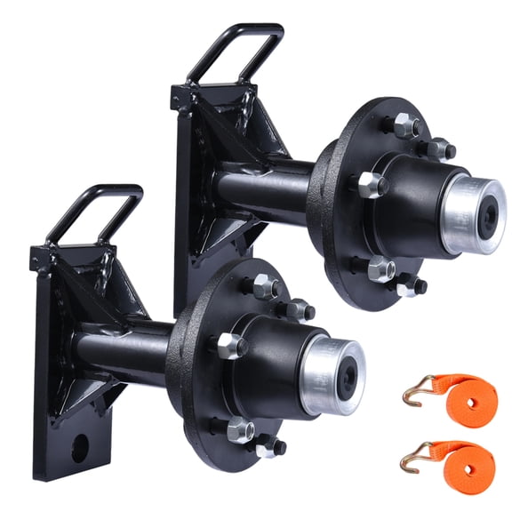 2 Pack Shipping Container Wheels 6x5.5 Lug Heavy-Duty Shipping Container Axles Kit with Ratchet Strap, 9000LB Capacity, for Moving 20ft to 40ft Shipping Units