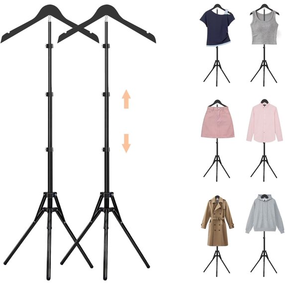 2 Pack Shirt Display Stand, 32-63 Inch Height Adjustable Mannequin Torso for Vendors, T Shirt Clothing Display Stand Rack, Foldable Steamer Stand for Clothes Garment Retail