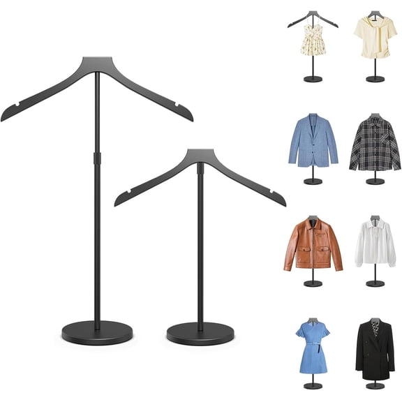 2 Pack Shirt Display Stand, 34 Inch Height Adjustable Mannequin Torso for Vendors Shop, More Stable Dress Form Portable Clothes Garment Rack, T Shirt Display Holder Jacket Coat Stand Hanger