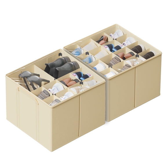 2 Pack Shoe Organizer For Closet Fits Up To 32 Pairs Small Space ...