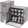 thumbnail image 1 of VOZOGO 2 Pack Shoe Organizer for Closet,Fits up to 32 Pairs,Adjustable Dividers for Shoe Storage,Fabric Shoe Storage Bins with Clear Cover,Grey, 1 of 9