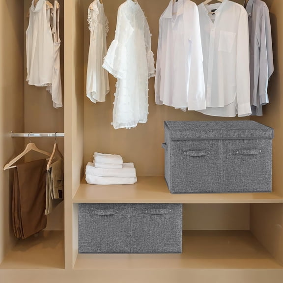 2 Pack Shoe Storage Box Fits 32 Pairs, Large Shoe Organizer Bins Containers with Lid and Adjustable Dividers for Shoes, Sneakers and High Heeled, Hard Shell and Stackable (Grey)