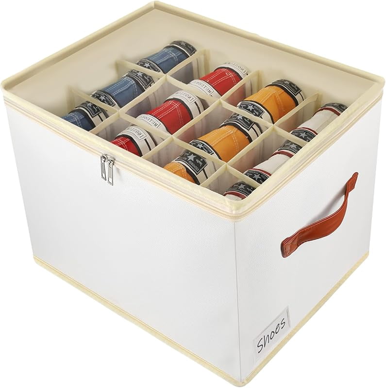 Container Store Shoe Storage Racks 2 Pack Shoe Storage Box Organizer for Closet - 24 Cell Space Saver ...