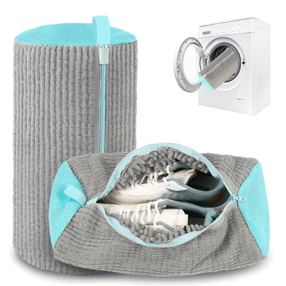 2 Pack Shoe Washing Machine Bag, Laundry Shoe Bag for Washer and Dryer, Reusable Shoe Cleaning Bag for Sneakers and All Shoes Types with Self-Locking Zipper (Yellow)