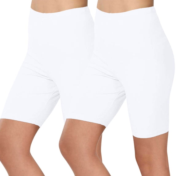 2 Pack Short Leggings for Women Buttery Soft Under Dress Shorts Mid Thigh High Waisted Yoga Leggings Plus Size Yoga Shorts