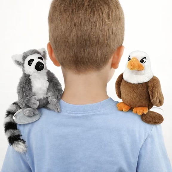 2 Pack Shoulder Plush Animal Set, 5.1 Inch Cute Stuffed Animal Pair, Small Animal Plush Toys for Kids, Soft Plush Gift Set for Boys and Girls, Assorted Animal Friends