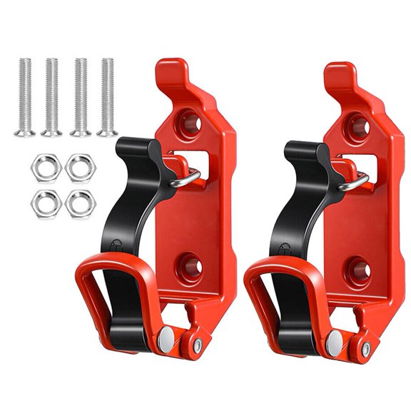 2 Pack Shovel Axe Holder Mount Kit, 17-40 Mm Rubber Clamp Adapter For Roof Rack Truck Boat Garage, Zinc Alloy Quick Release Retainer Fixing Base Black(Red)