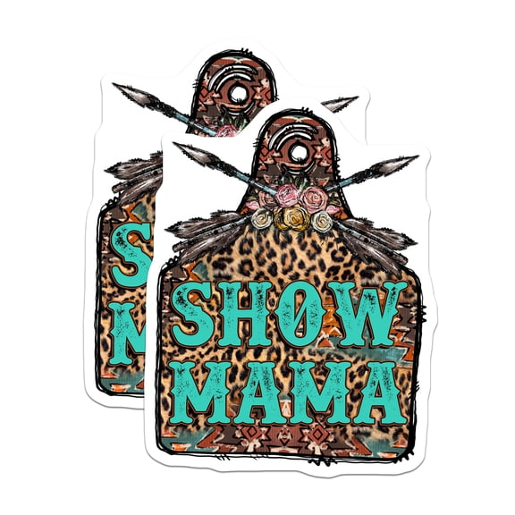 (2 Pack) Show Mama Magnets - Rodeo Mom Decor - Leopard Print Western Farmhouse Style - 5 Inches On Longest Side - Thick Durable Magnet - Made in USA - MAG27106