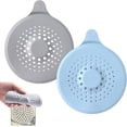 thumbnail image 1 of 2 Pack Shower Drain Cover Hair Catcher with Suction Cups Foldable Sink Strainer Plug Trap Filter Silicone Shower Hair Trap Sink Strainer Protector for Sinks Kitchen Baths Bathtub Showers, Grey Blue, 1 of 5