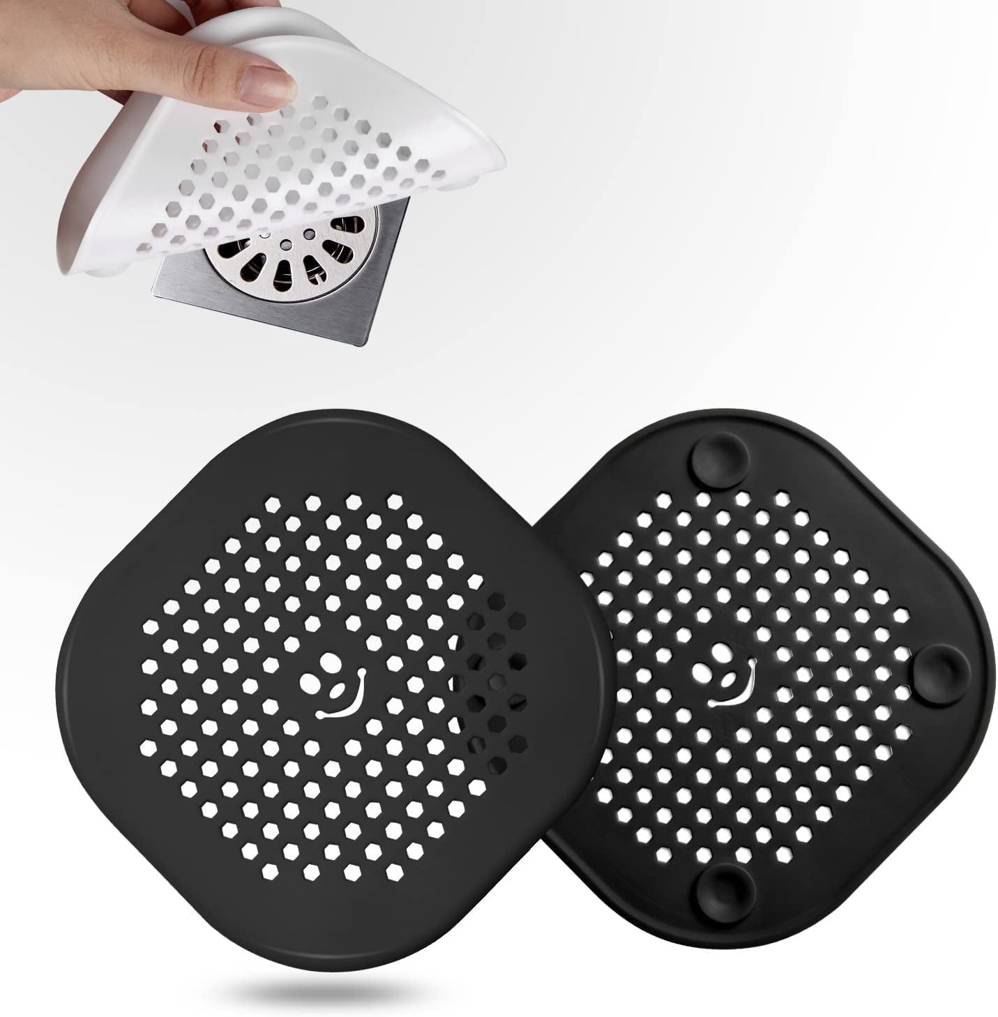 2 Pack Shower Drain Hair Catcher, Hair Drain Catcher with Suction Cups ...