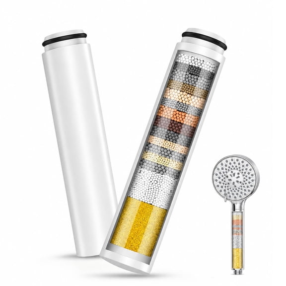 2 Pack Shower Filter for Handheld Shower Head, 15-Stage Water Filter Cartridges for Water Softening,Removes Chlorine