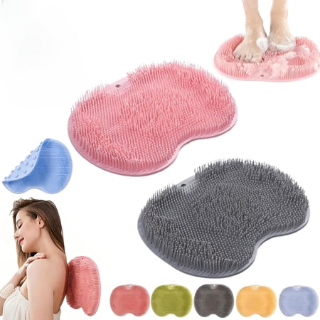 2 Pack Shower Foot Scrubber Mat – Non-Slip Silicone Foot Scrubber for Shower Floor & Back Massager with Suction Cups, Hands-Free Exfoliating Bath Set
