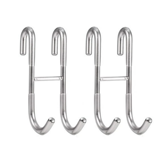 2 Pack Over Shower Glass Door Hook, 304 Stainless Steel Rack Hooks, Bathroom Frameless Drilling-Free Hanger, for Bathing Suits, Robe, Towel, Squeegee, Loofah, Shaver