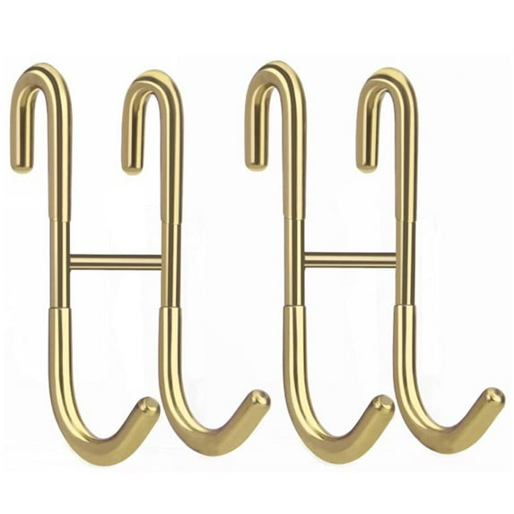 2 Pack Over Shower Glass Door Hook, 304 Stainless Steel Rack Hooks, Bathroom Frameless Drilling-Free Hanger, for Bathing Suits, Robe, Towel, Squeegee, Loofah, Shaver