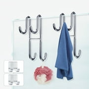 2 Pack Shower Glass Door Hooks Bathroom Frameless Drilling-Free Hanger Glass Door for Family Hotel Bathroom
