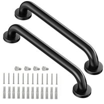 2 Pack Shower Grab Bars for Bathroom 12" Black Stainless Steel Anti-Slip Knurled Grip Home Care Bath Handrail Seniors Elderly Assist Handicap Bath Handle Safety Hand Rail Support for Showers