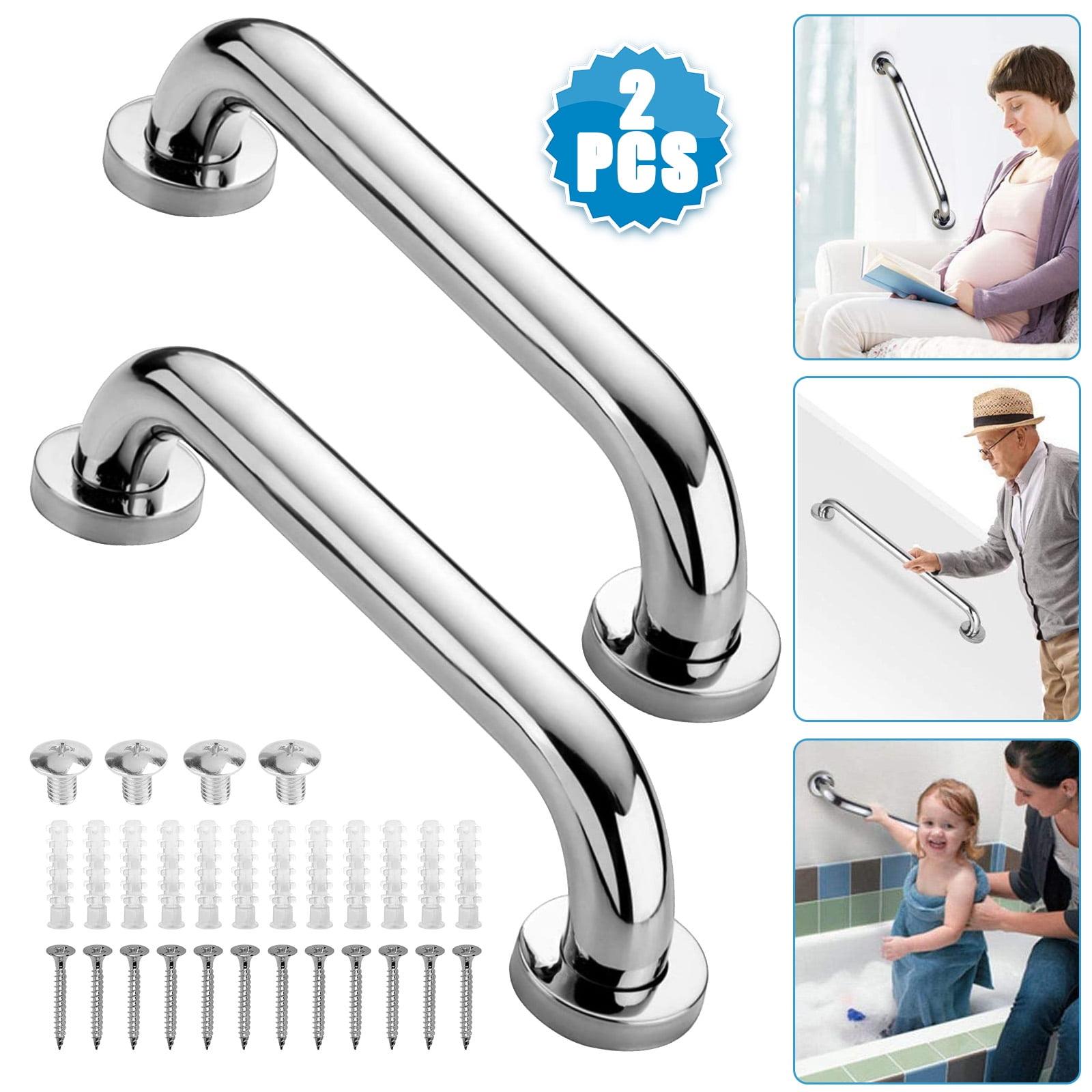 2 Pack Shower Grab Bars, TSV 12 inch Stainless Steel Safety Grab Bar