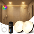thumbnail image 1 of 2 Pack Shower Lights, Rechargeable Ambient Lights with Remote, Wireless Night Lights for Bathroom Bedroom Support 3 Color Temperature white Lights and 12 RGB Colored Lights, 1 of 8