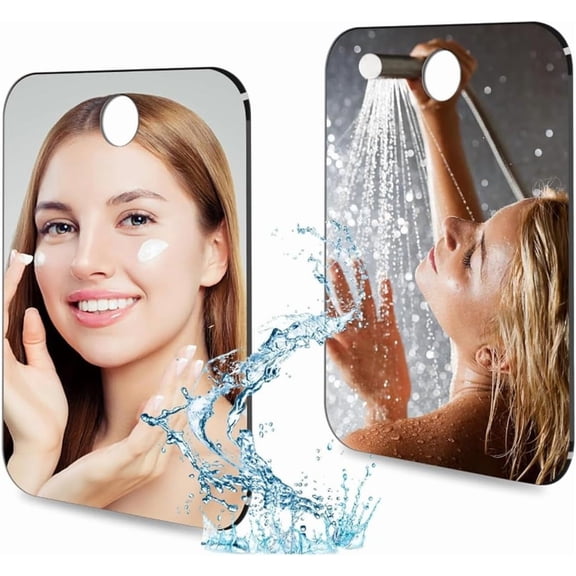 2 Pack Shower Mirror Fogless for Men and Women,fogless Mirror for Shower (9.84''x7.87''), Unbreakable Shaving Mirror | Sleek Frameless Mirrors | Glassless Safety Mirrors
