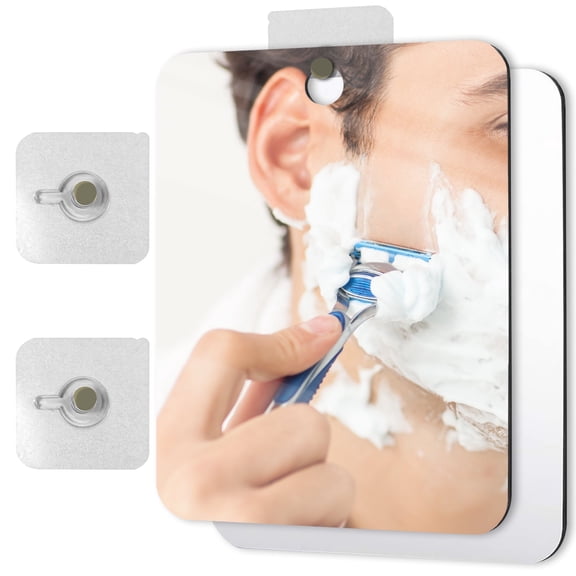 2 Pack Shower Mirror Fogless for Shaving, Unbreakable Acrylic Hanging Makeup Mirror, Small Frameless Bathroom Mirror for Wall Locker Travel Camping Door (11.8" x 9.8")