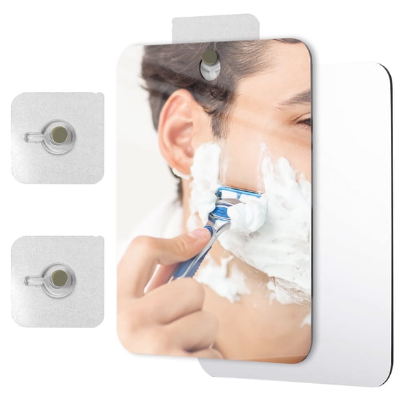2 Pack Shower Mirror Fogless for Shaving, Unbreakable Acrylic Hanging Makeup Mirror, Small Frameless Bathroom Mirror for Wall Locker Travel Camping Door (7.8" x 5.9")