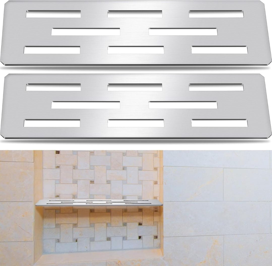 2 Pack Shower Niche Shelf Insert, Marine Grade Brushed 304 Stainless ...