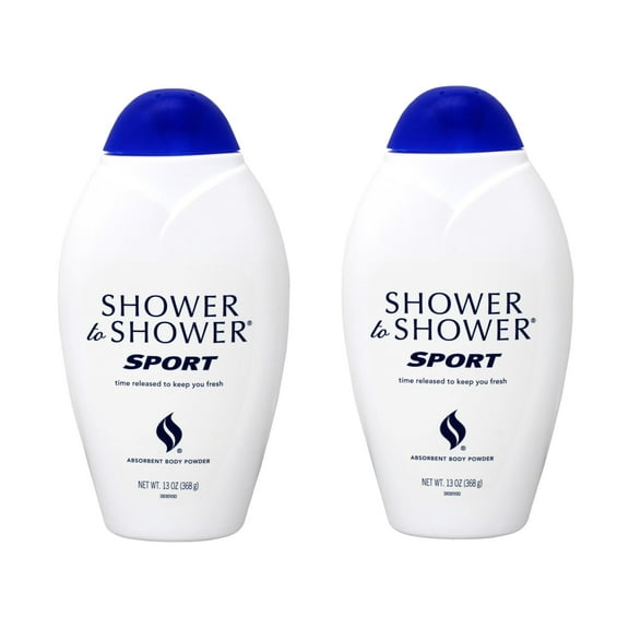 Shower to Shower Absorbent Body Powder, Sport, 13 oz Bottles (Pack of 2)