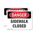 thumbnail image 1 of (2 Pack) Sidewalk Closed OSHA Danger Sign 24 Inch X 18 Inch Indoor / Outdoor Rust-Free Aluminum Metal Signs for Workplace, Workshop, and Construction Site, Made in the USA, 1 of 8