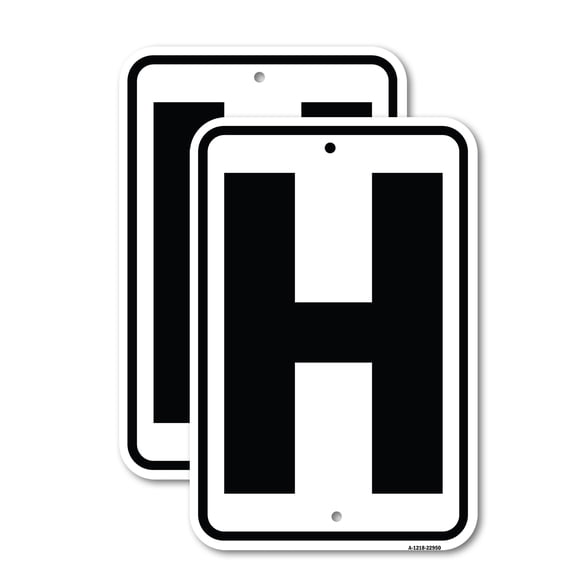 (2 Pack) Sign with Letter H | 18" X 24" Heavy-Gauge Aluminum Sign | Rust Free Aluminum, Weather Resistant, Waterproof, Fade Resistant, 2 Pre-drilled Holes