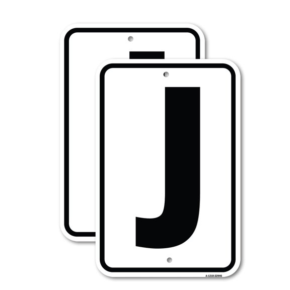 (2 Pack) Sign with Letter J | 18" X 24" Heavy-Gauge Aluminum Sign | Rust Free Aluminum, Weather Resistant, Waterproof, Fade Resistant, 2 Pre-drilled Holes