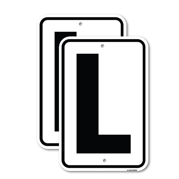 (2 Pack) Sign with Letter L | 18" X 24" Heavy-Gauge Aluminum Sign | Rust Free Aluminum, Weather Resistant, Waterproof, Fade Resistant, 2 Pre-drilled Holes