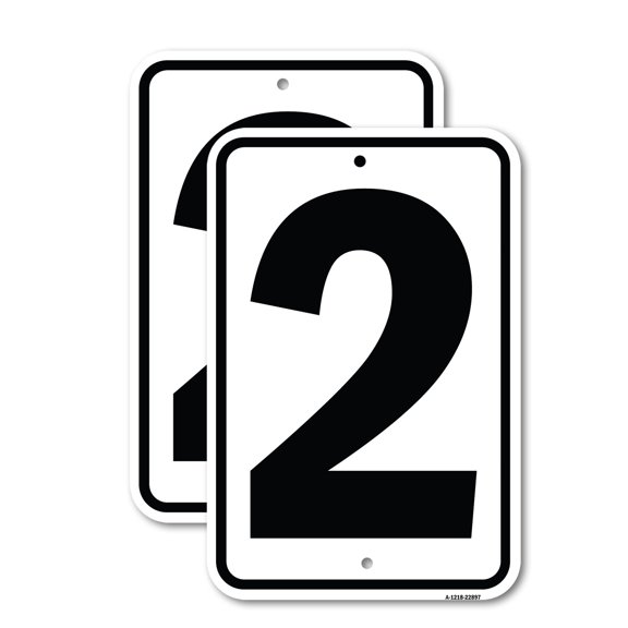 (2 Pack) Sign with Number 2 | 12" X 18" Heavy-Gauge Aluminum Sign | Rust Free Aluminum, Weather Resistant, Waterproof, Fade Resistant, 2 Pre-drilled Holes