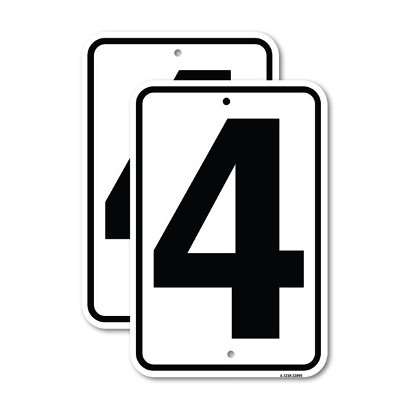 (2 Pack) Sign with Number 4 | 18" X 24" Heavy-Gauge Aluminum Sign | Rust Free Aluminum, Weather Resistant, Waterproof, Fade Resistant, 2 Pre-drilled Holes