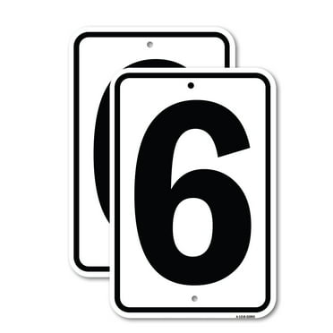 (2 Pack) Sign with Number 6 | 18" X 24" Heavy-Gauge Aluminum Sign | Rust Free Aluminum, Weather Resistant, Waterproof, Fade Resistant, 2 Pre-drilled Holes