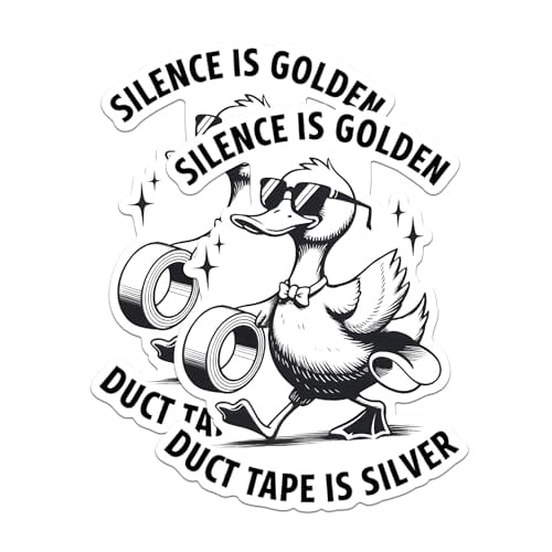 (2 Pack) Silence is Golden Magnets - Duct Tape is Silver Magnets - Funny Duck Magnets for Home Decor- 5" On Longest Side - for Fridges, Toolboxes, Cars - Made in USA - MAG2894
