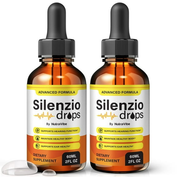 (2 Pack) Silenzio – Daily Hearing Support Drops with a Clean Liquid Formula for Ear Health, Auditory Clarity and Inner Ear Balance | Easy-to-Use Dropper (60 Servings)