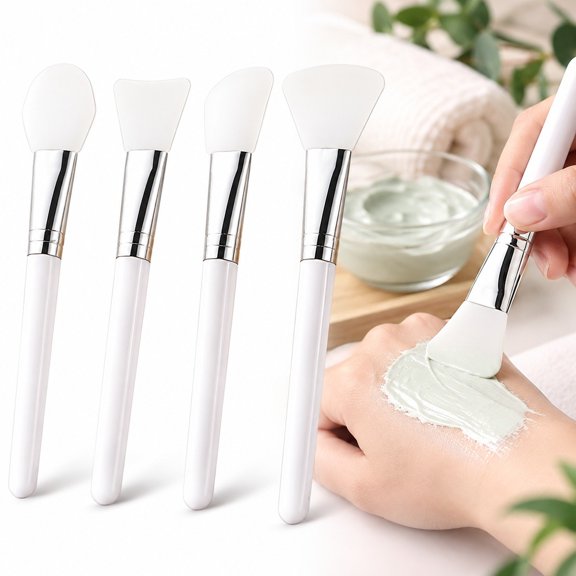2 Pack Silicone Applicator Set, 4 Shape Spatula Brush for Creams
