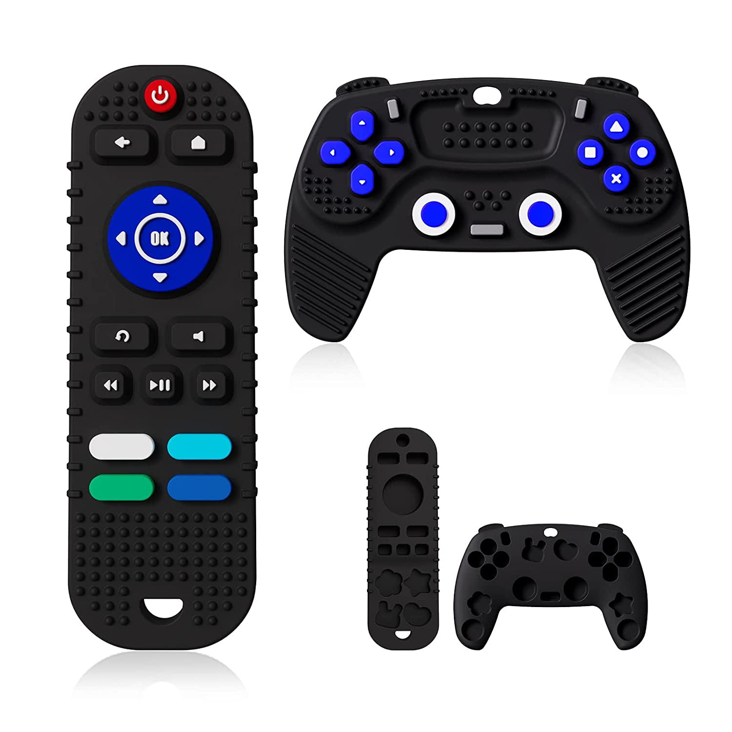 2 Pack Silicone Baby Teether Toys, TV Remote Control Shape and Game