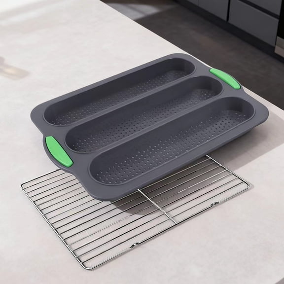 2 Pack Silicone Baguette Bread Pan - 4 Hole Non-Stick French Loaf Pan, Reusable Easy Release Baking Tool for Homemade Baguettes, French Bread, Rolls & Romantic Dinner